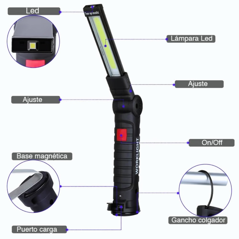 Miniatura 4 de Linterna Led Recargable Giratoria W548